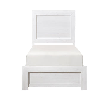 White Finish Twin Size Panel Bed Wooden Bedroom Furniture 1Pc, Bed In A Box Box Spring Required Twin White Bedroom Bed Frame Wood
