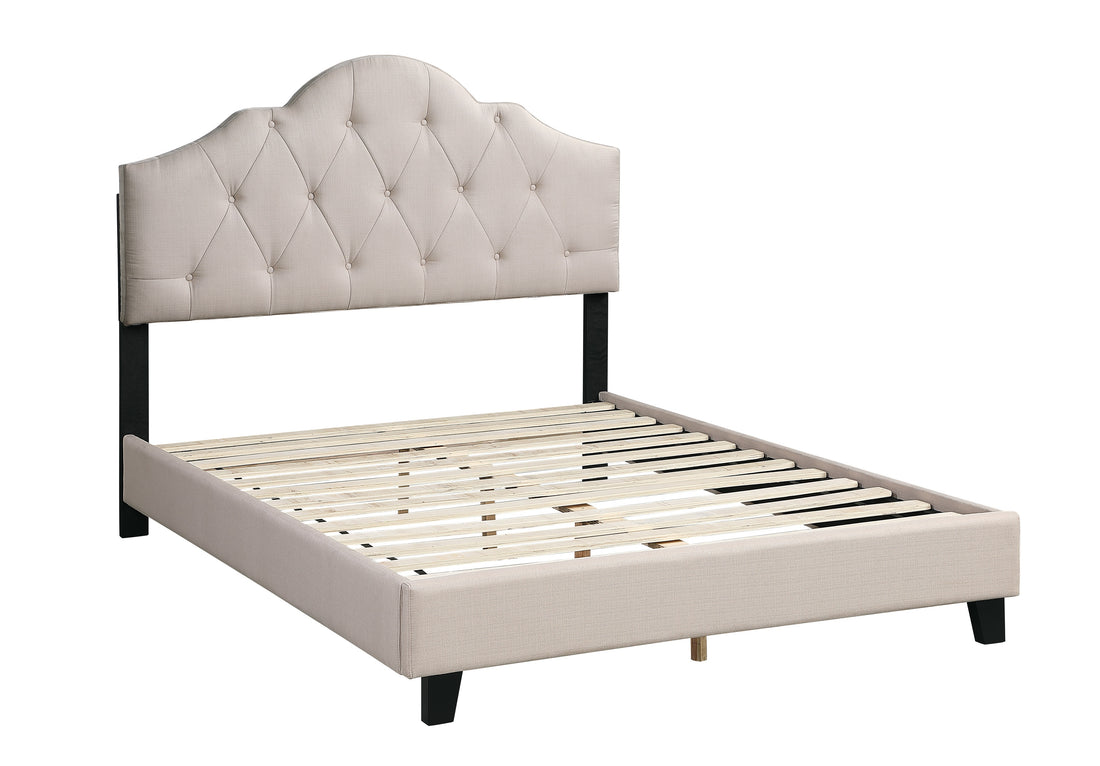 Contemporary 1Pc Full Size Bed Adjustable Hb Light Brown Polyfiber Tufted Upholstered Wooden Bedframe Bedroom Furniture Box Spring Not Required Full Light Brown Espresso Wood Bedroom