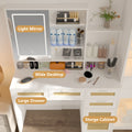 Makeup Vanity With Lights In 3 Colors & Openable Mirror, Vanity Desk With 4 Drawers & 1 Cabinets & Shelves, Vanity Table Rattan Vanity Dresser, For Bedroom Sliding White Drawer 3 Drawers Bedroom Extra Deep Drawers Mdf