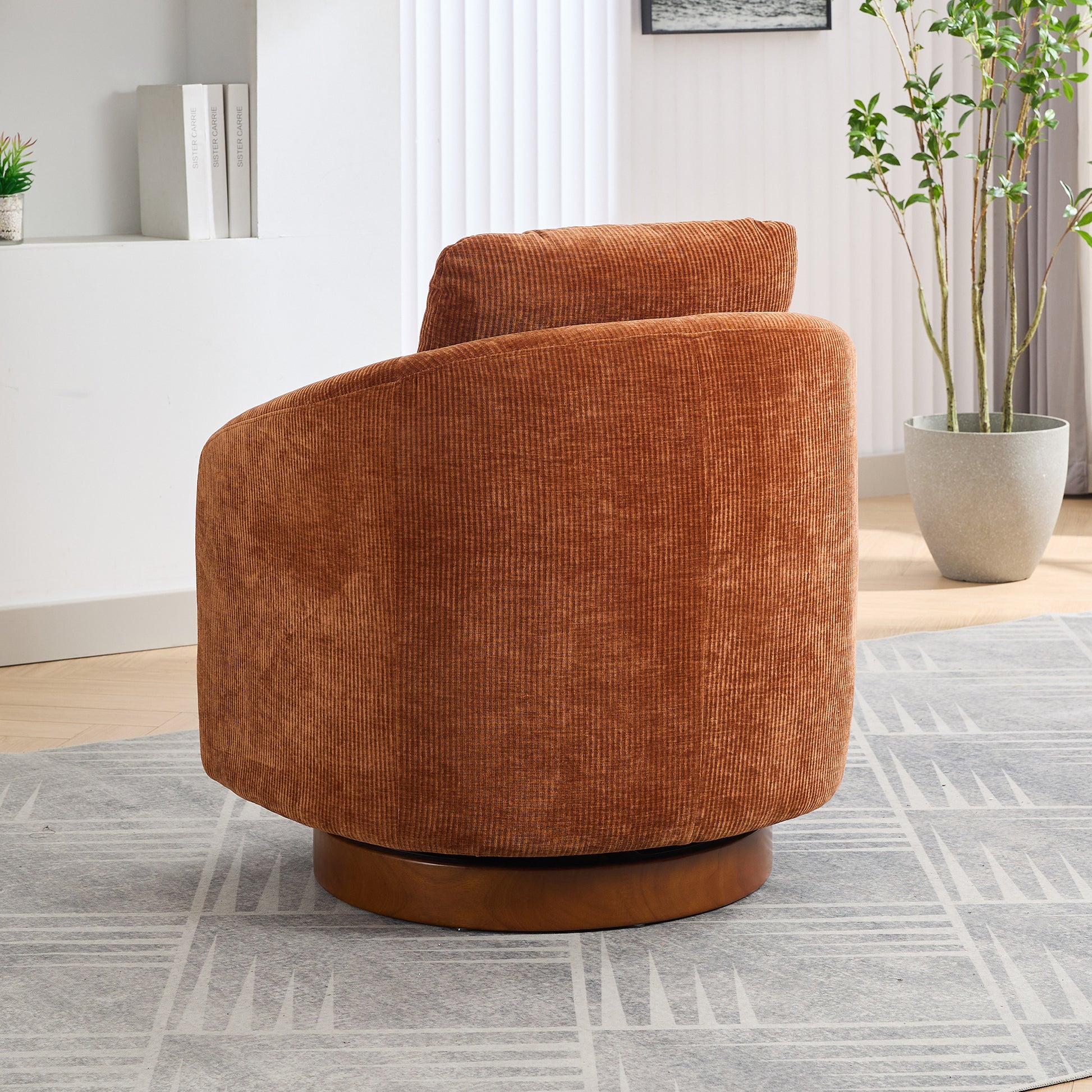 30.3"W Swivel Accent Barrel Chair And Comfy Round Accent Single Sofa Chair, 360 Degree Club Chair, Lounge Armchair For Living Room Bedroom Nursery.Caramel Caramel Chenille