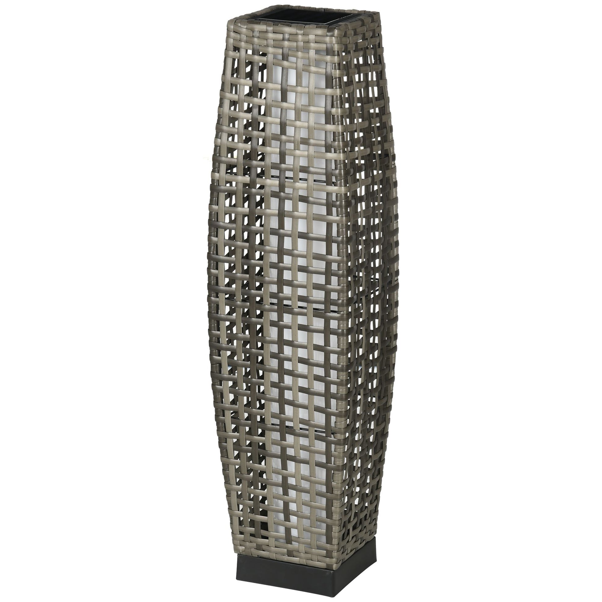 Outsunny Solar Floor Lamp, Outdoor Garden Lantern Pathway Light & Decorative Driveway Lighting With Auto On Off Led Lights For Porch, Yard, Lawn, Courtyard, Deck, Gray Grey Steel