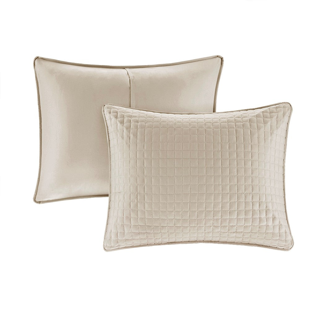 3 Piece Reversible Quilt Set Khaki Full Queen Khaki Polyester