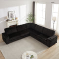 110 Inch Oversized Corduroy Corner Sofa,L Shaped Corner Couch With Two Storage Spaces,Usb Port & T Pyce Port And Cup Holderdeep Seat Comfy Upholstered Couches For Living Room Not Freely Combinable Black Corduroy 5 Seat