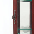 Corner Curio Cabinet With Lights, Adjustable Tempered Glass Shelves, Mirrored Back, Display Cabinet,Cherry E26 Light Bulb Not Included Cherry Mdf