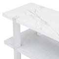 Retro Elegant Console Table With Marble Effect Top And Versatile Storage Solutions For Entryway And Living Room Antique White Antique White Solid Wood Mdf