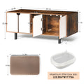 Cat Litter Box Enclosure For 2 Cats, Double Hidden Litter Box Furniture Large Cat Washroom, Indoor Cat House Cabinet Tv Stand End Table, White Vintage White Vintage Particle Board