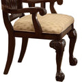 Traditional Style Wooden Fabric Dinning Arm Chairset Of 2 Brown Beige Wood Fabric