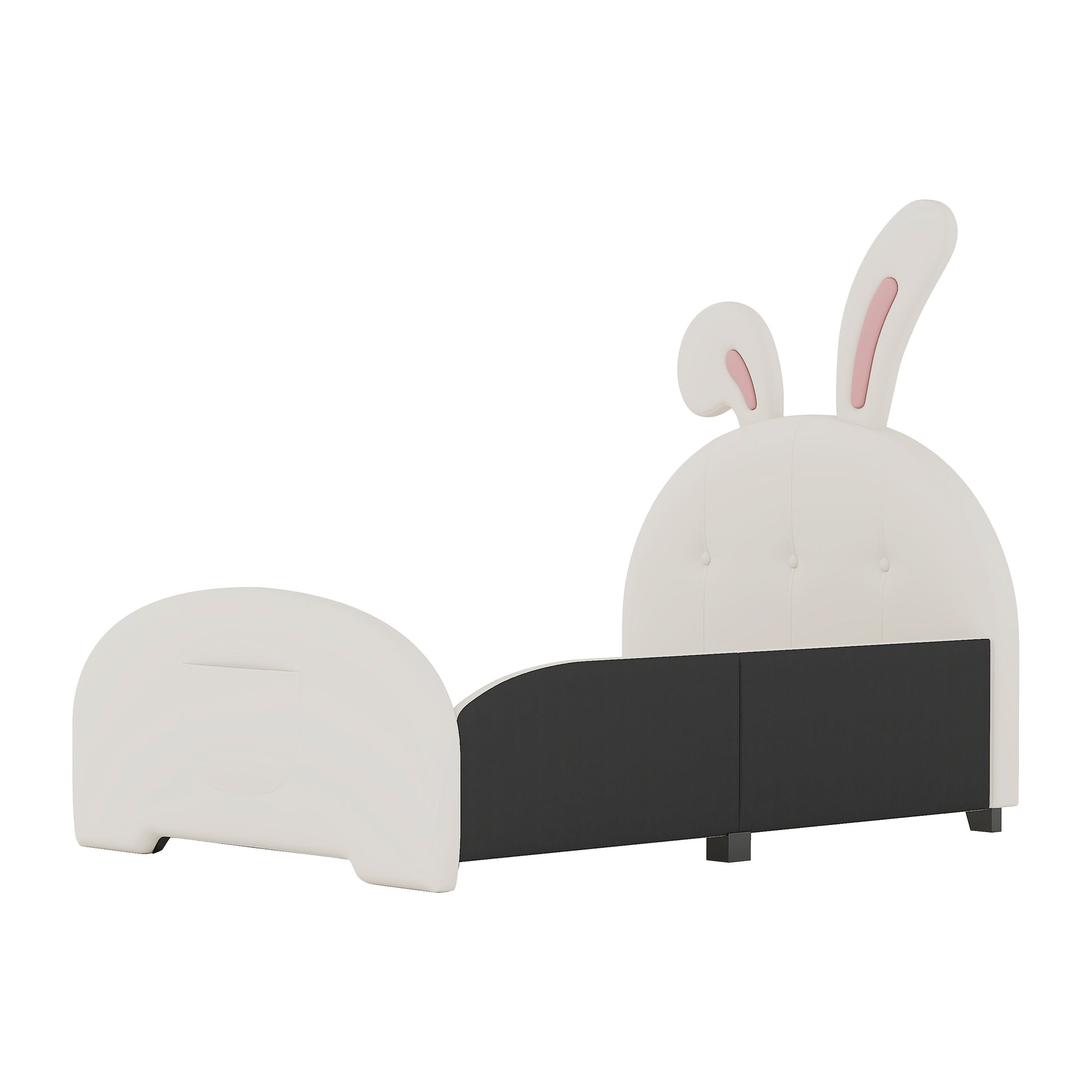 Twin Size Upholstered Rabbit Shape Princess Bed ,Twin Size Platform Bed With Headboard And Footboard,White Old Sku: Wf311629Aak White Pu