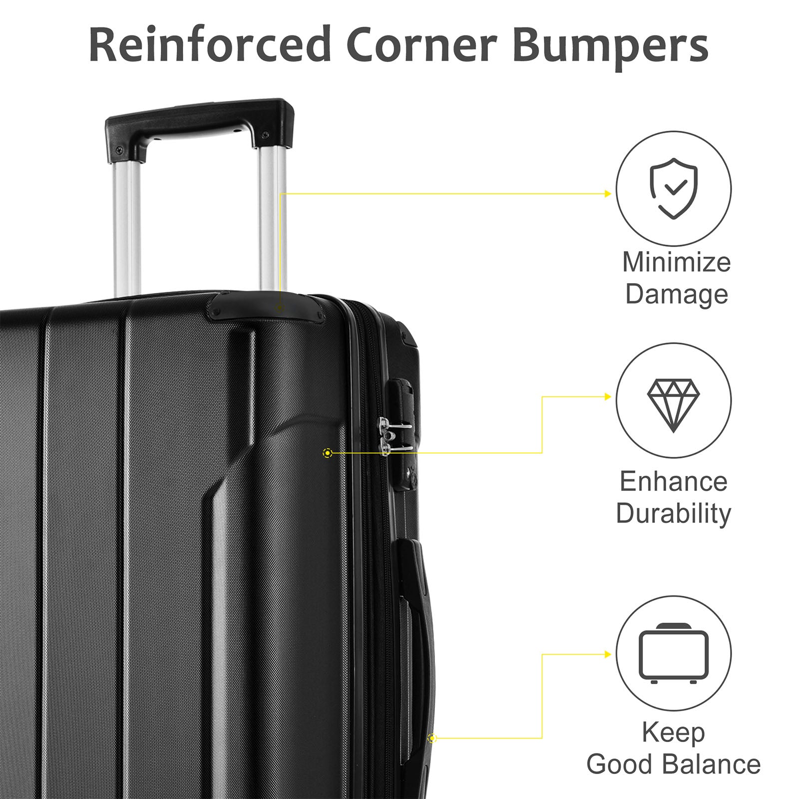 Hardshell Luggage, Lightweight Durable Abs Suitcases With Double Wheels, Expandable 28 Inch Checked Luggage 28" Single Luggage Black Abs