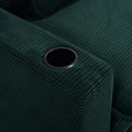 L Shape Sofa Couch With Usb & Cup Holders, Corduroy Stripe Fabric 3 Seater Sofa With 1 Ottoman, Green Green Wood 4 Seat