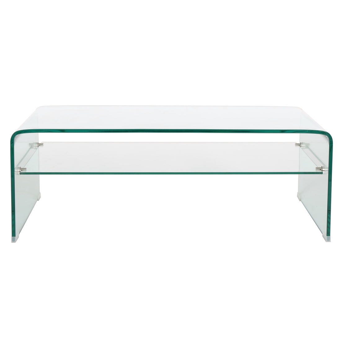 Coffee Table 12Mm Tempered Bent Glass ,8Mm Shelf Glass Clear Tempered Glass