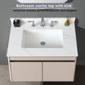 31 Inch Marble Vanity Top, White Vanity Top With Pre Drilled Faucet Holes, Bathroom Vanity Top With Undermount Rectangular Middle Sink And 4