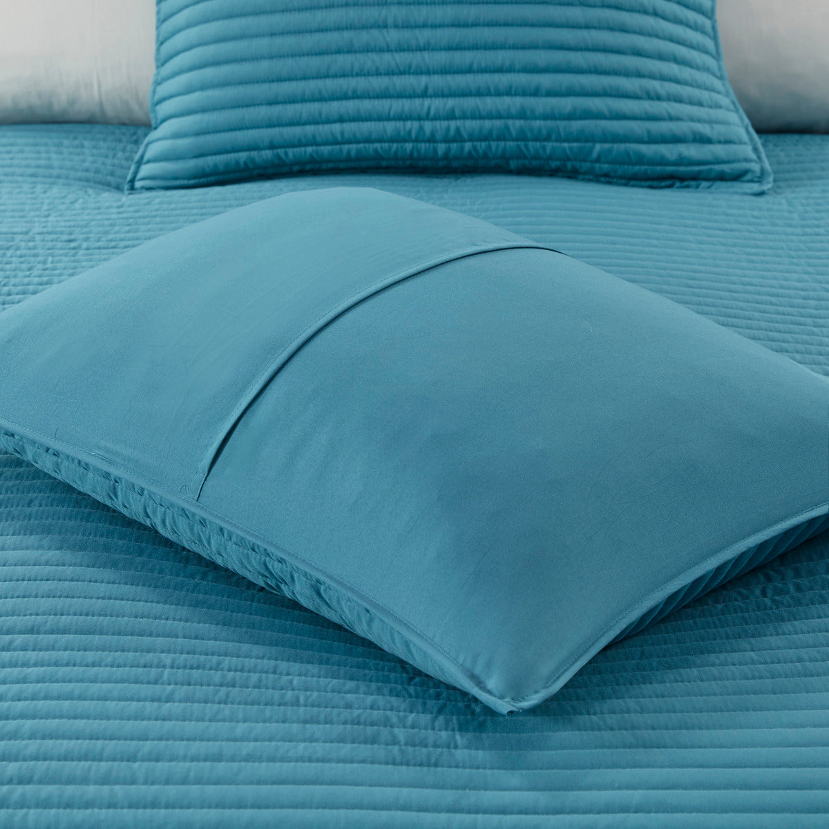 8 Piece Printed Seersucker Comforter And Quilt Set Collection Aqua King Cal King King Aqua Polyester