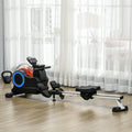 Soozier Water Rowing Machine, Foldable Rower Machine With Adjustable Resistance, Wheels, Lcd Monitor And Tablet Holder For Home Cardio Training, Blue Blue Steel