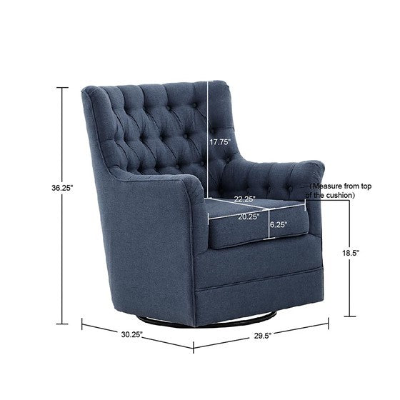 Mathis Swivel Glider Chair Blue Solid Wood
