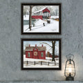 2 Piece Vignette Lovers Knot Quilt Barn, Covered Bridge Black Framed Wall Art For Living Room, Bedroom Wall Art Print For Home Decor By Billy Jacobs Multi Wood Paper