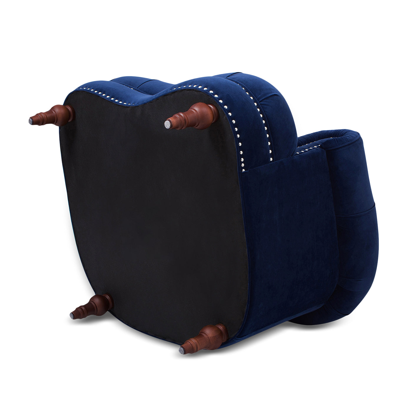 La Rosa Victorian Tufted Upholstered Accent Chair, Navy Blue Velvet Navy Blue Foam Velvet