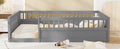 Full Floor Bed Frame With Fence, Wood Kids Floor Beds Frame For Bedroom Playroom,Gray Expect Arrive Date Jul. 10Th Full Grey Pine