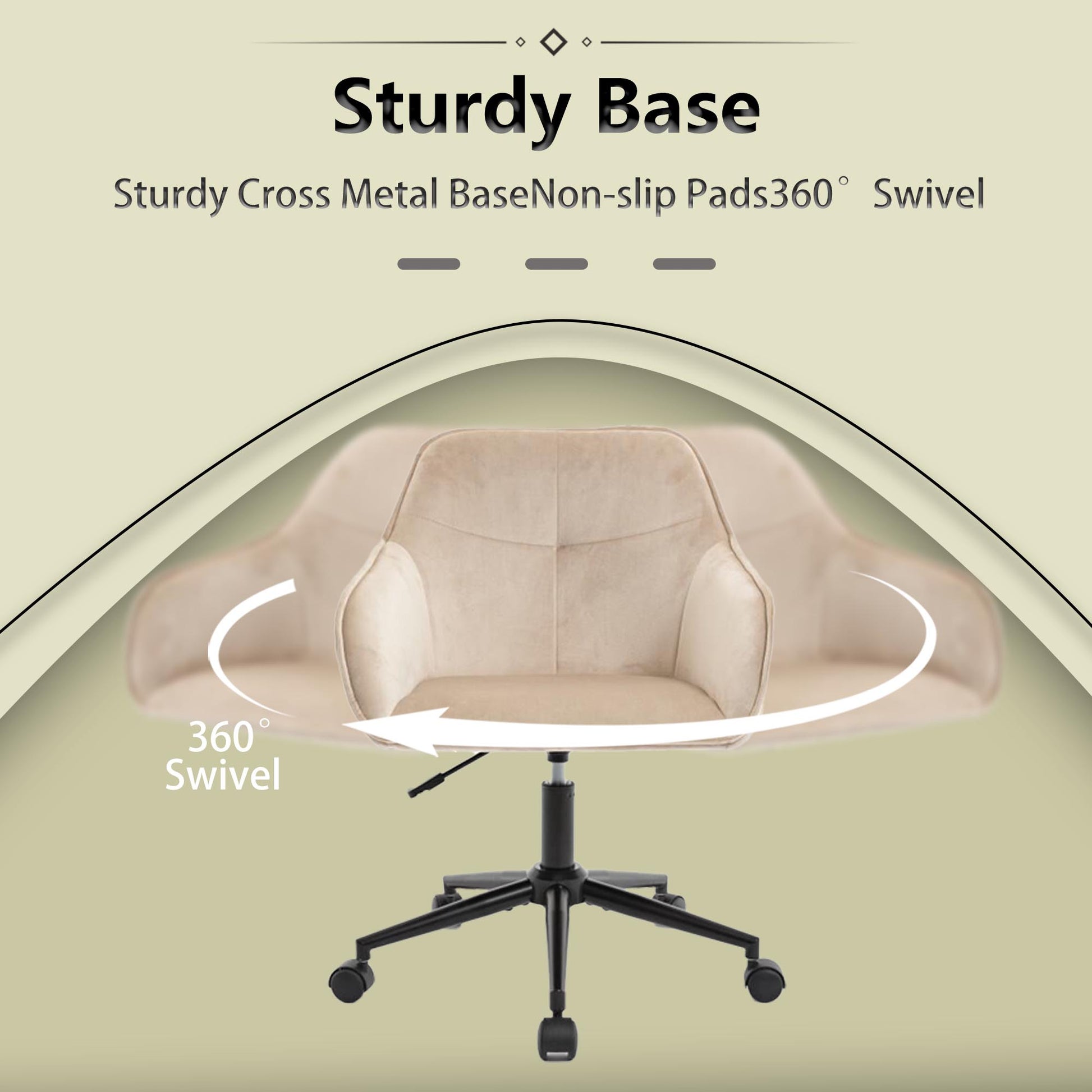 Velvet Office Desk Chair, Modern Home Desk Chair With Wheelsvanity Chairs For Living Room, Bedroom,Study Room Light Camel Foam Polyester Blend