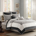 7 Piece Quilt Set With Euro Shams And Throw Pillows Black Full Queen Full Black Cotton