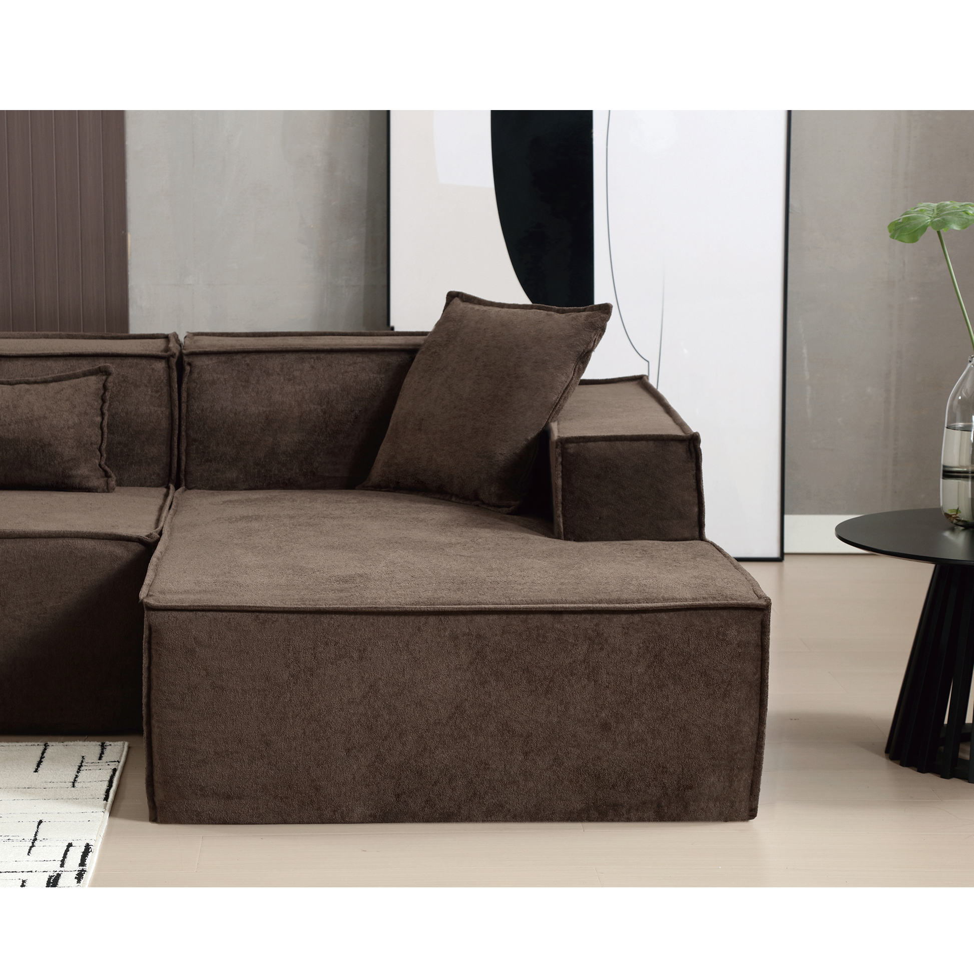 Modular Combination Living Room Sofa Set, Modern Minimalist Sofa, Free Installation Sofa, L Shaped, Italian Minimalist Tofu Block Sofa,Right Hand Facing, Terrycloth Fabric,Dark Brown Dark Brown Polyester Primary Living Space Soft Modern Polyester 3 Seat