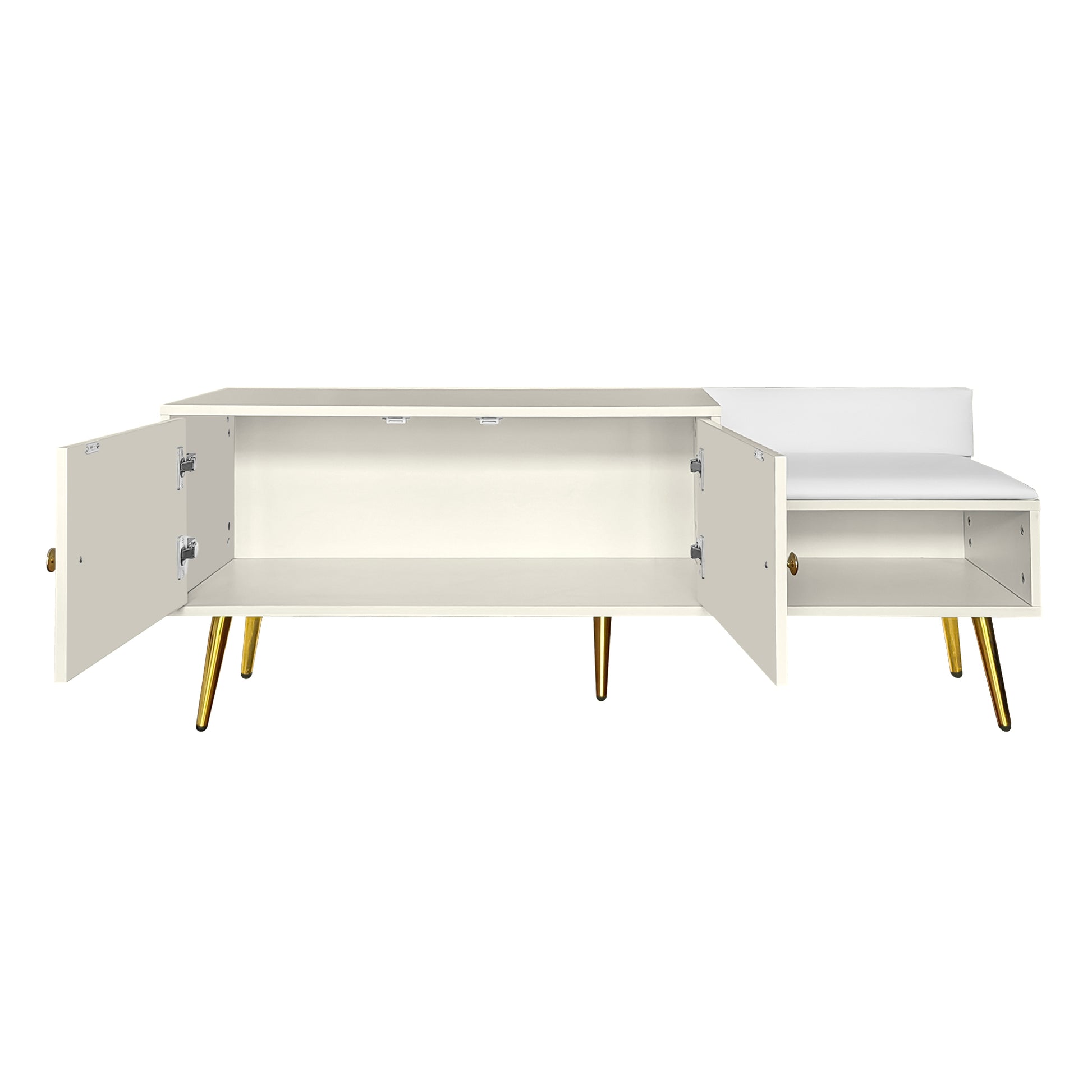 Modern Shoe Storage Bench With Hidden Storage And Upholstered Cushions For Bedside, Living Room And Entryway Antique White Antique White Mdf Metal