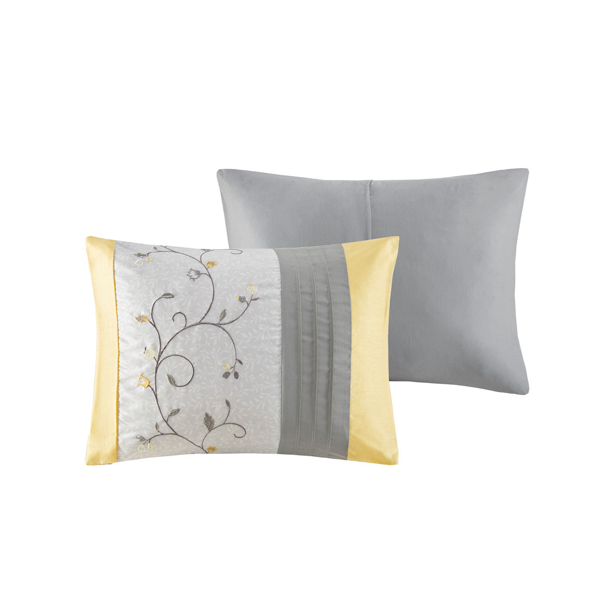 Embroidered 7 Piece Comforter Set Yellow King King Yellow Polyester