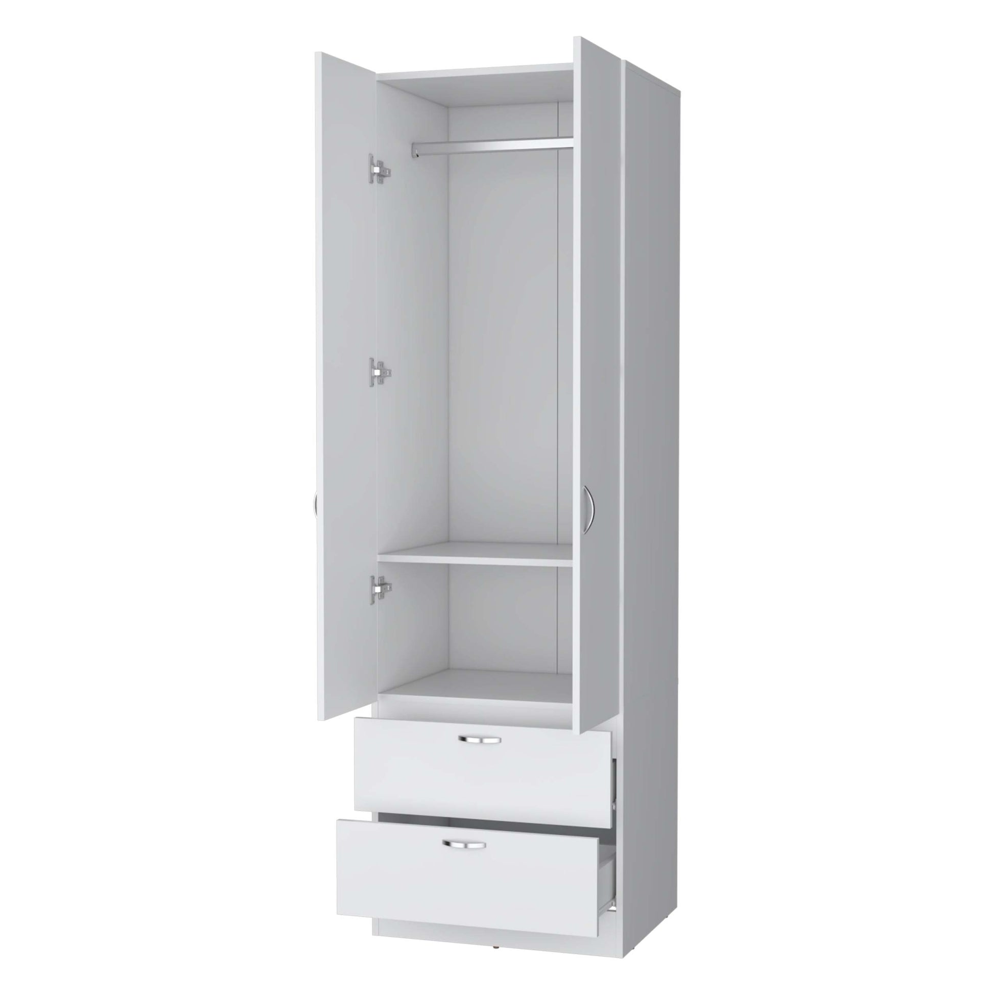 White 2 Door 2 Drawer Wardrobe White Bedroom Melamine
