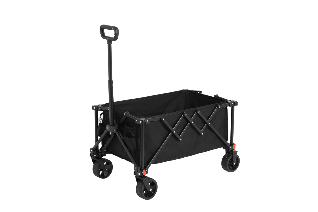Folding Wagon Carts,Folding Wagon Cart With All Terrain Wheels,Heavy Duty Garden Carts With Adjustable Handle,Outdoor Utility Wagon For Camping Shopping Sports Fishing Black Black Steel