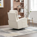 Jiada Upholstered Swivel Glider.Rocking Chair For Nursery In White Teddy.Modern Style One Left Bag White Teddy Primary Living Space Foam Metal