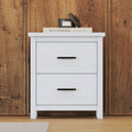 Vintage Two Drawer Wooden Nightstand, Simple And Generous, Large Storage Space,White White Particle Board Mdf