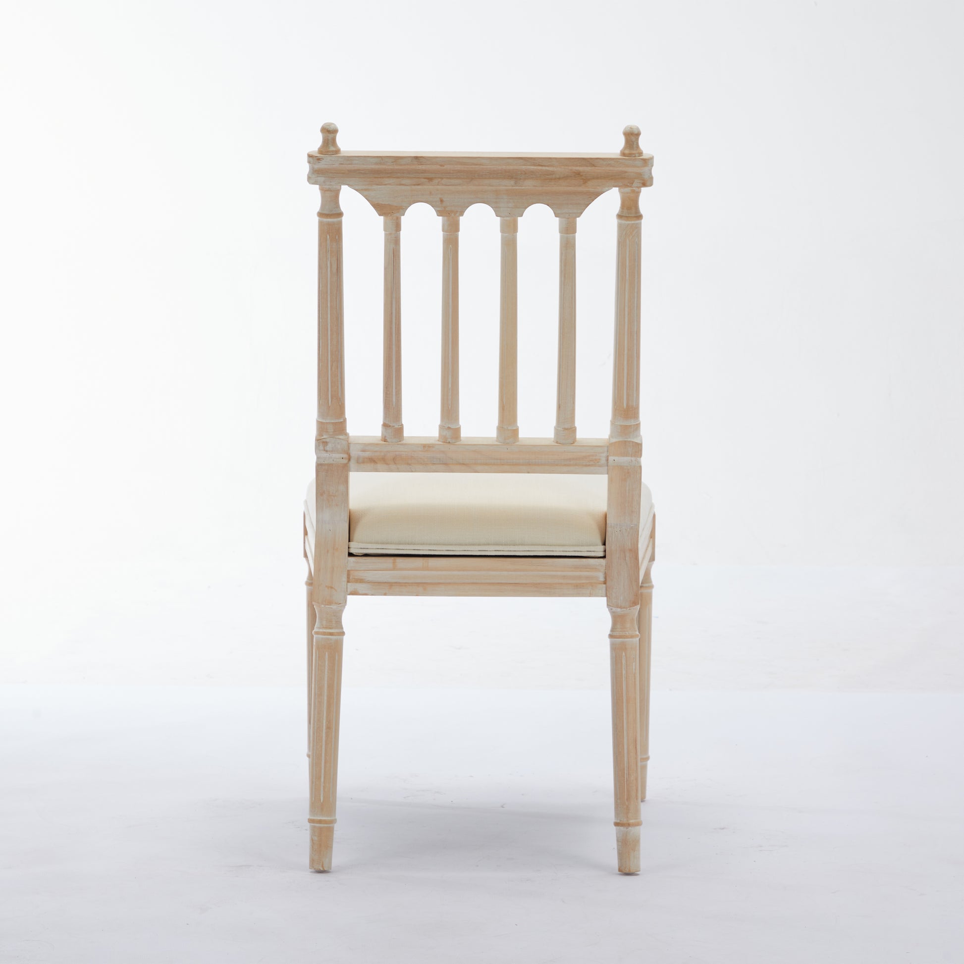 Antique Dining Chairs Linen Fabric Upholstered Wooden Chairs Set Of 2 Cream Fabric