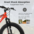 S24109 Elecony 24 Inch Fat Tire Bike Adult Youth Full Shimano 7 Speeds Mountain Bike, Dual Disc Brake, High Carbon Steel Frame, Front Suspension, Mountain Trail Bike, Urban Commuter City Bicycle