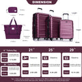Luggage Set Of 5 Pieces, Expandable Hard Pc Luggage Set With Tsa Lock For Rotating Wheels, Lightweight Rolling Luggage For Men And Women,Wine Red. Wine Red Pc