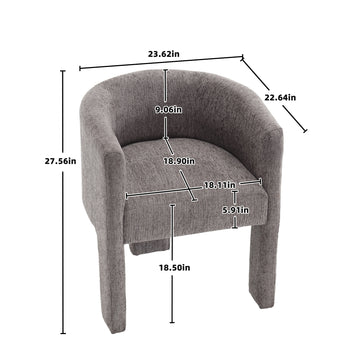 Chenille Barrel Accent Chair, Mid Century Modern Living Room Chair, Upholstered Side Armchair With 3 Legs For Bedroom Reading Spaces Grey Grey Primary Living Space Foam Chenille