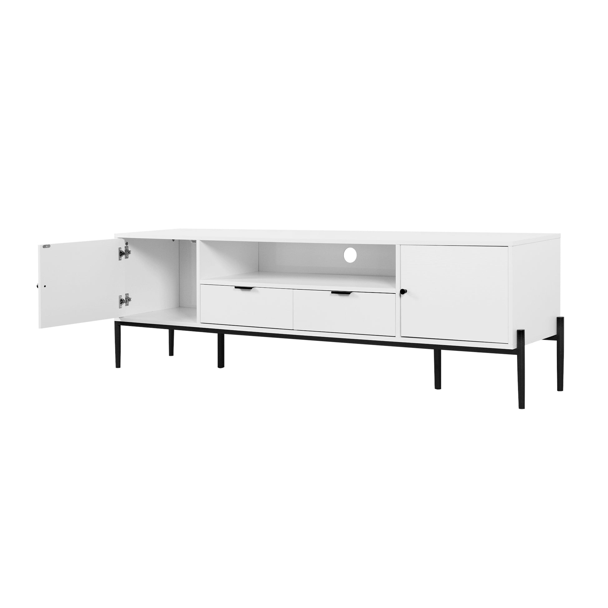 Modern Tv Console, Entertainment Center With Storage For Living Room 70.86X15.74X21.85Inch 5 Or More Spaces White Primary Living Space Particle Board