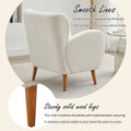Mirod Modern Wing Back Lounge Chair Stylish Design, Soft Fabric, Solid Wood Legs, Easy Assembly, Durable Frame Beige Boucle