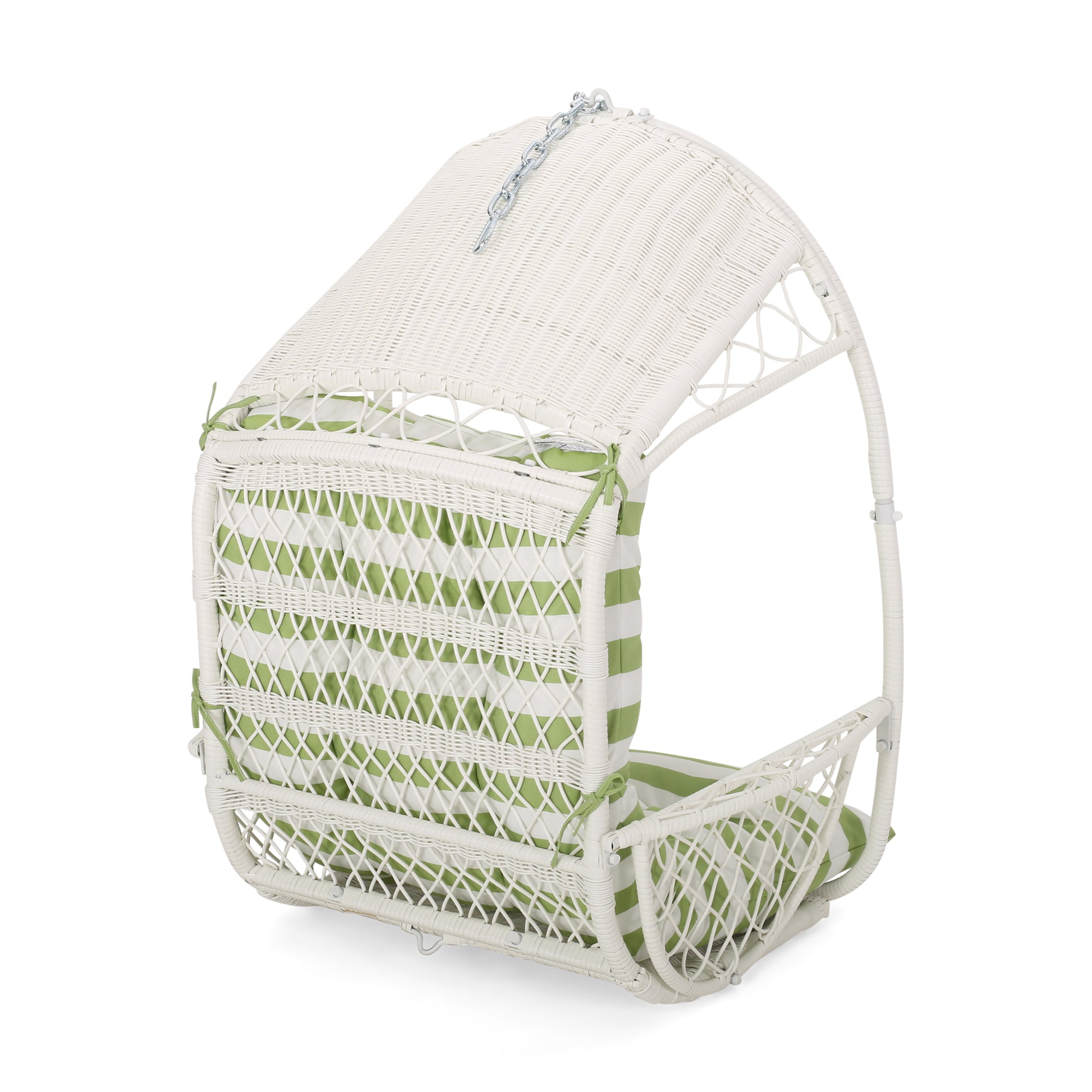 Malia Hanging Chair White Green Fabric