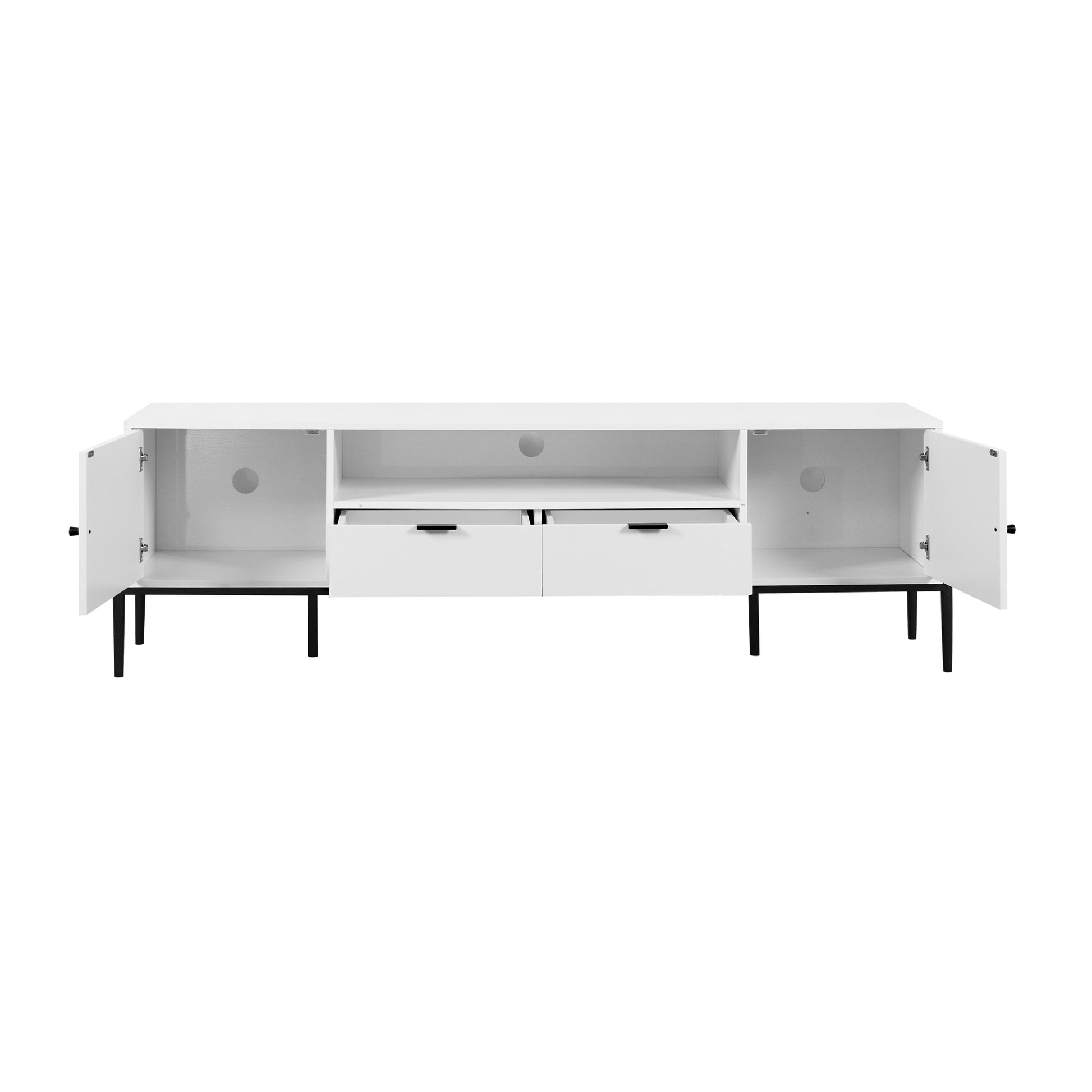 Modern Tv Console, Entertainment Center With Storage For Living Room 70.86X15.74X21.85Inch 5 Or More Spaces White Primary Living Space Particle Board