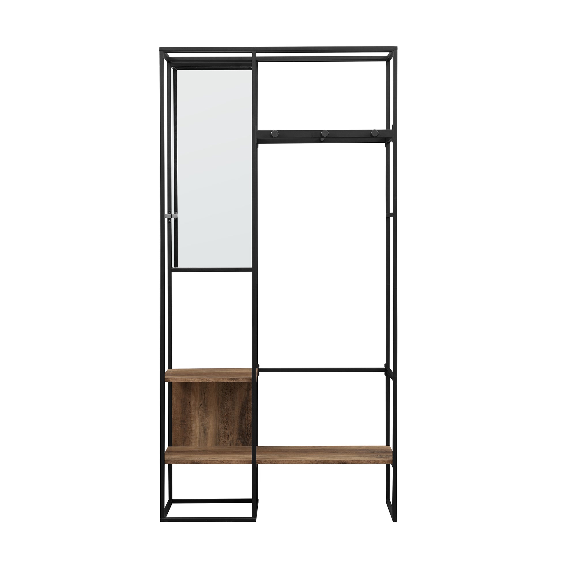 Modern Metal And Wood Hall Tree With Hanging Storage Rustic Oak Oak Mdf Mdf