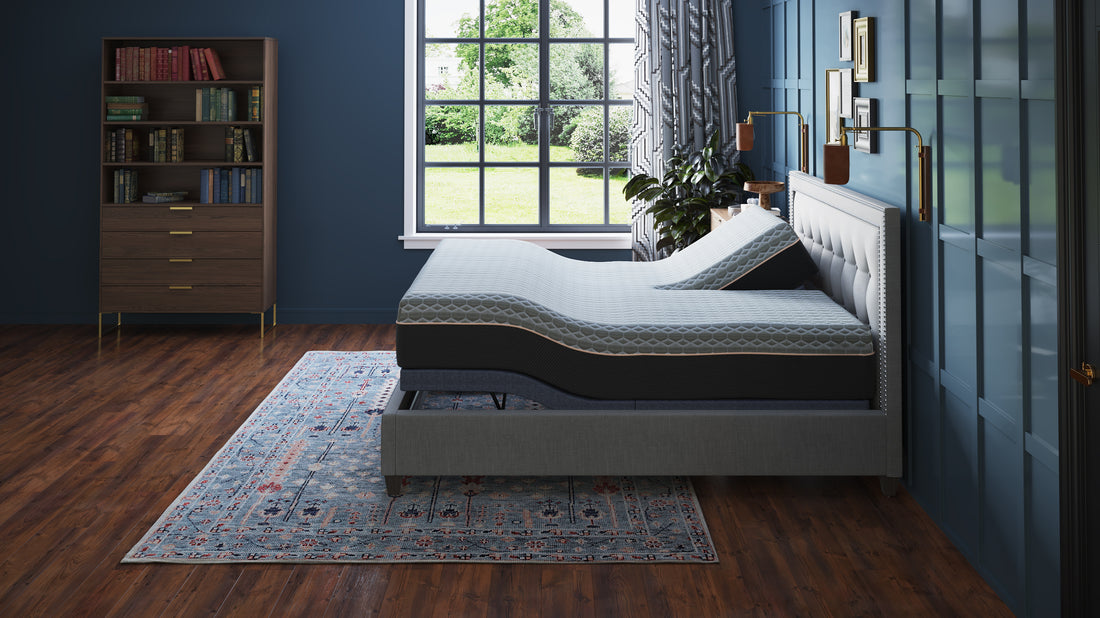 Bt3000 Flex Head King Adjustable Bed Base With Head And Foot Position Adjustment Box Spring Not Required Blue Grey Steel