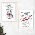 2 Piece Vignette Cat & Dog Christmas Enjoyment White Framed Wall Art For Living Room, Bedroom Wall Art Print For Home Decor By Deb Strain Multi Wood Paper