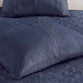 3 Piece Reversible Bedspread Set Navy Full Queen Queen Navy Polyester