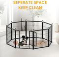 24 Inch 8 Panles, Ideal Dog Fence For Puppy Small Dogs Indoor & Outdoor Bliss, Perfect Dog Pen For Camping, Yard, Rv, Garden Fence, Black Black Metal