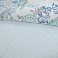 8 Piece Cotton Floral Printed Reversible Comforter Set Blue Queen Queen Blue Cotton