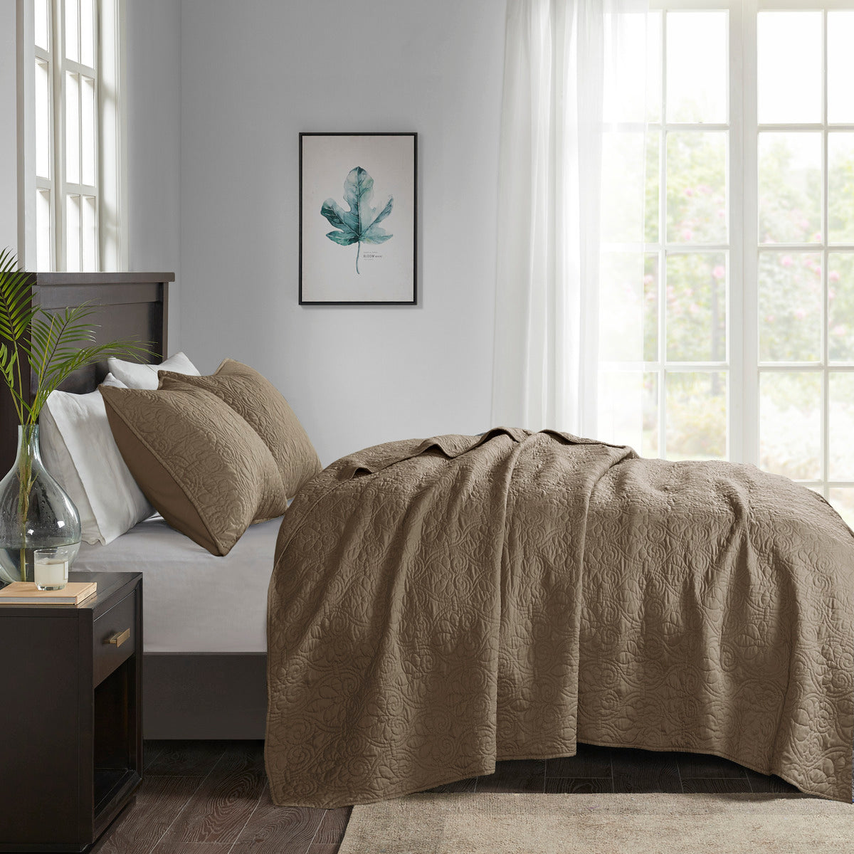 Reversible Quilt Set Mocha Full Queen Mocha Cotton
