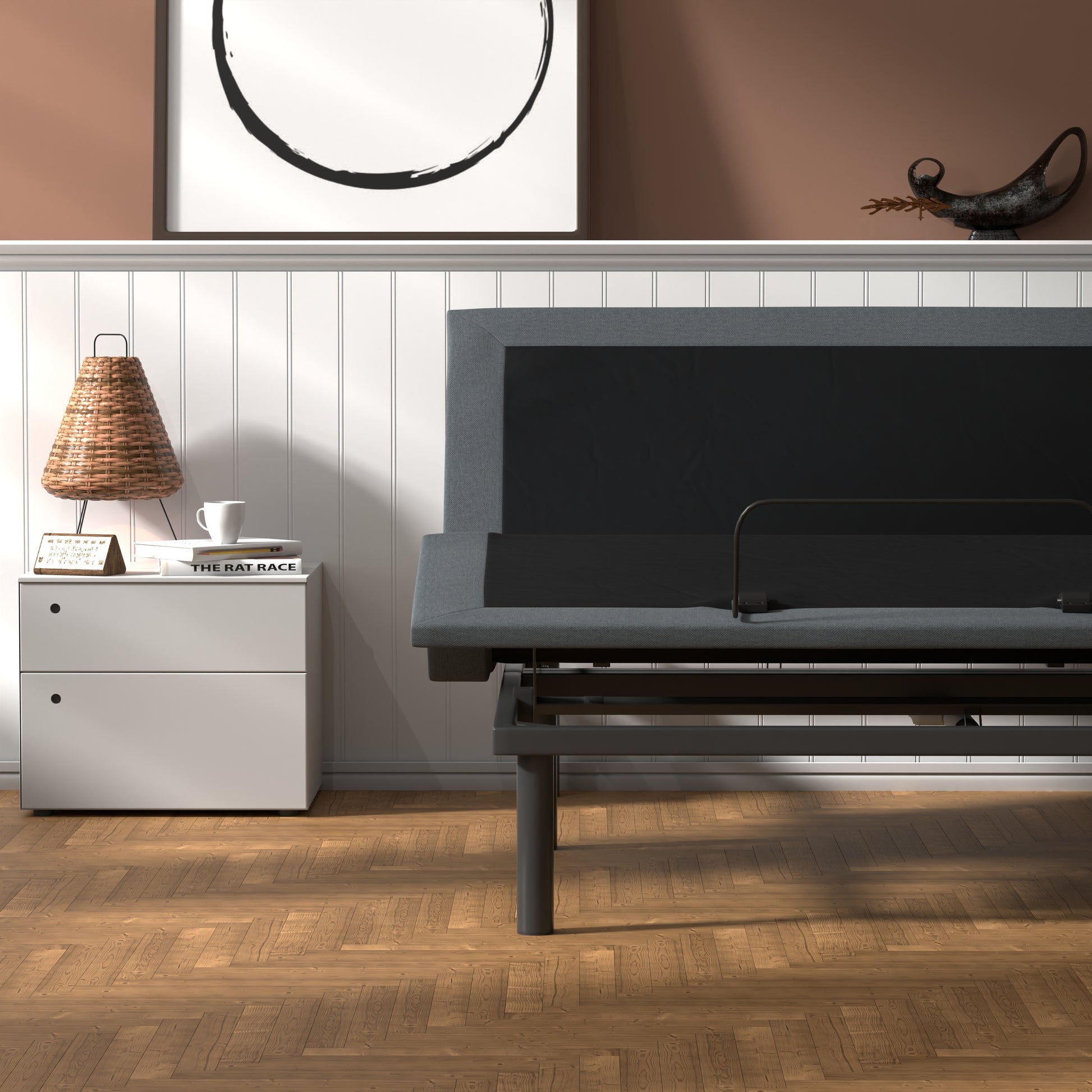 Btx4 King Adjustable Bed Base With Head And Foot Position Adjustment Box Spring Not Required King Black Grey Steel