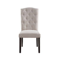 Gerardo Beige Linen & Weathered Espresso Dining Chair Set Of 2 Beige Linen