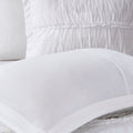 4 Piece Microfiber Reversible Ruffle Quilt Set With Throw Pillow White Full Queen Full White Cotton