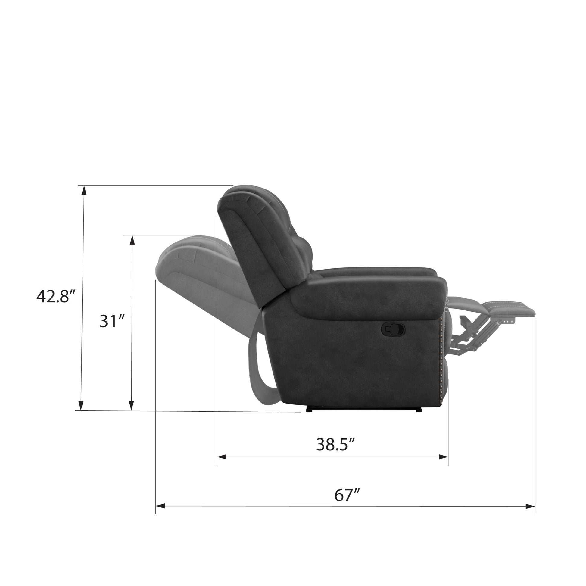 Ferrar Gray Gliding Recliner Gray Foam Solid Wood